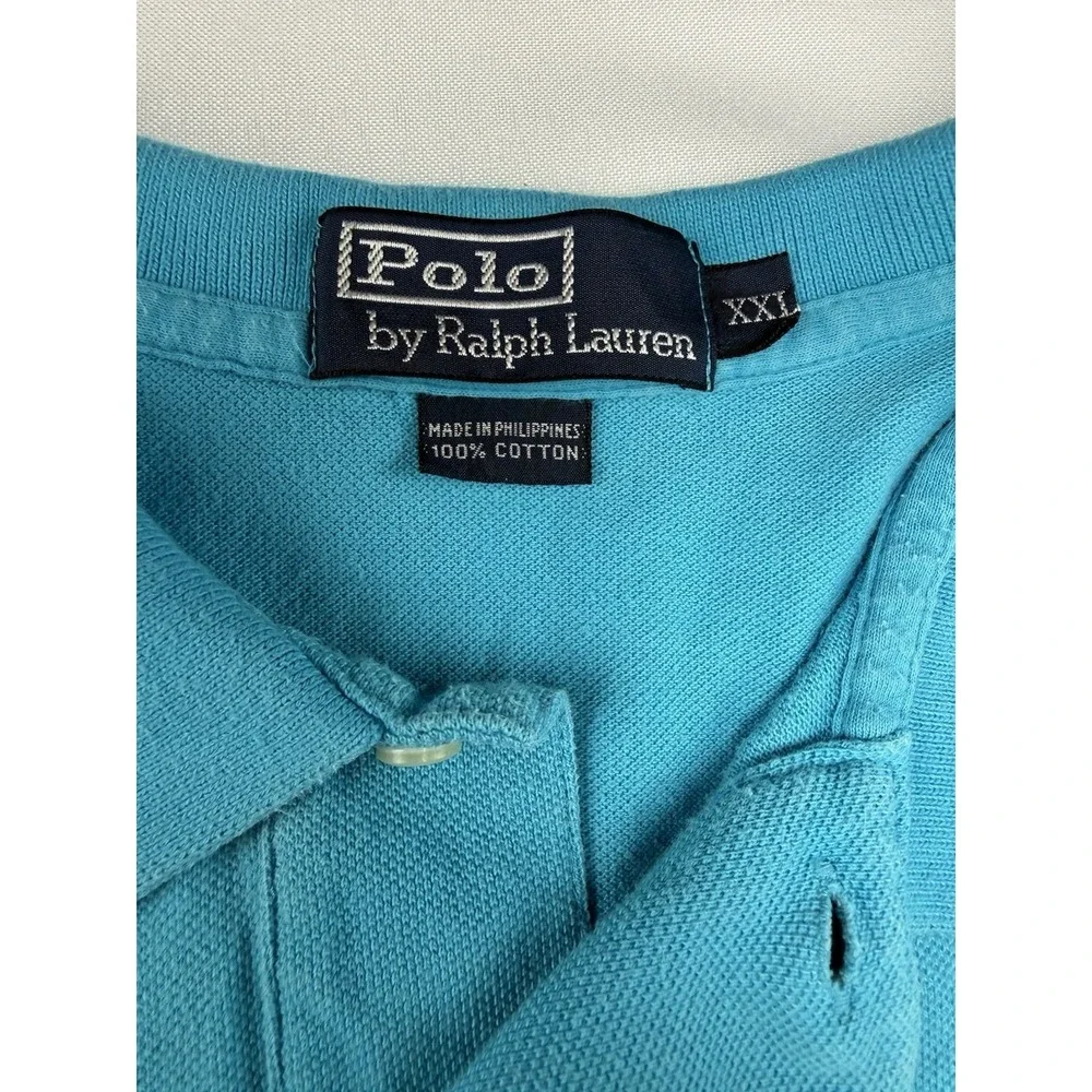 Vintage Polo‎ Ralph Lauren Shirt Mens 2XL TTG Teal Short Sleeve Yellow Pony Rare